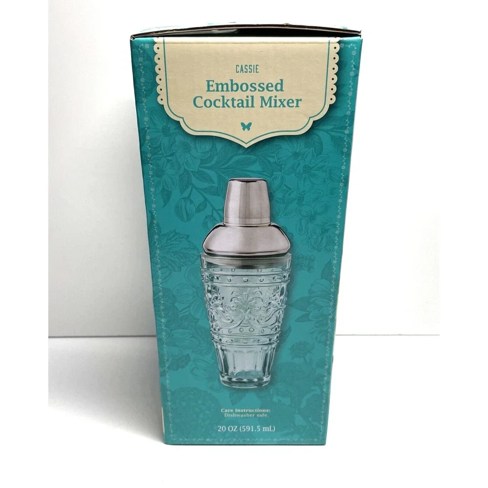 The Pioneer Woman Teal Cassie Embossed Cocktail Mixer Special Edition NEW Gift